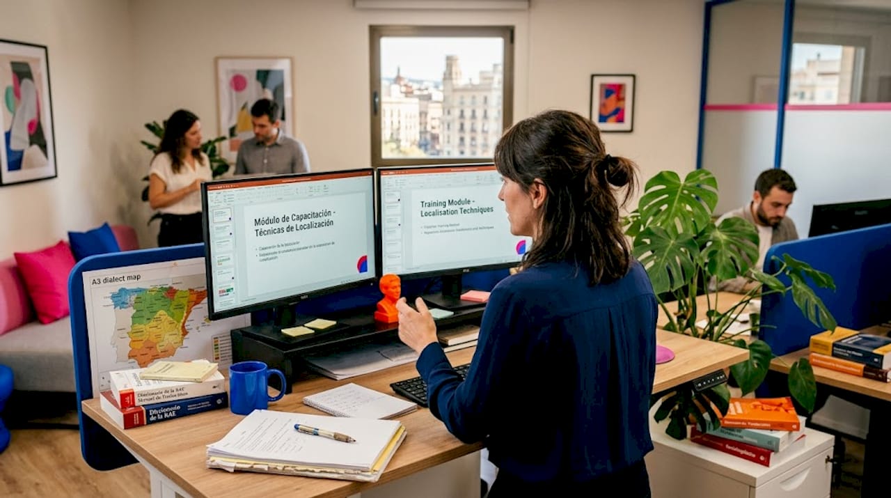 Reviewing side-by-side localised e-learning content