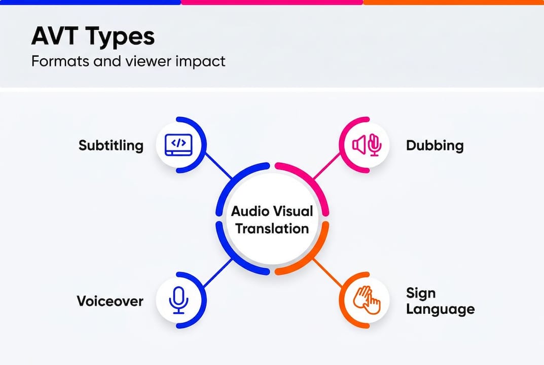Infographic showing audio visual translation types