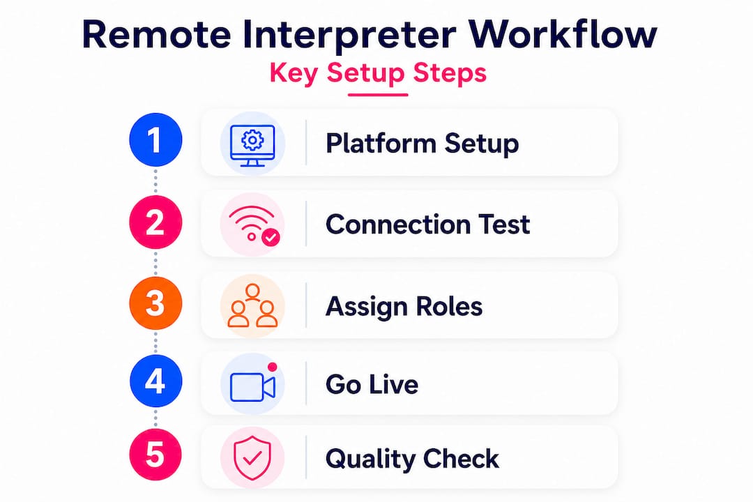 Infographic of remote interpreter workflow steps