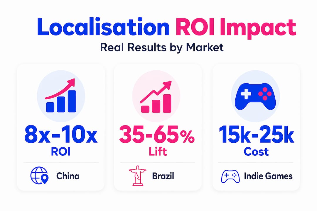 Infographic presenting key localisation ROI statistics