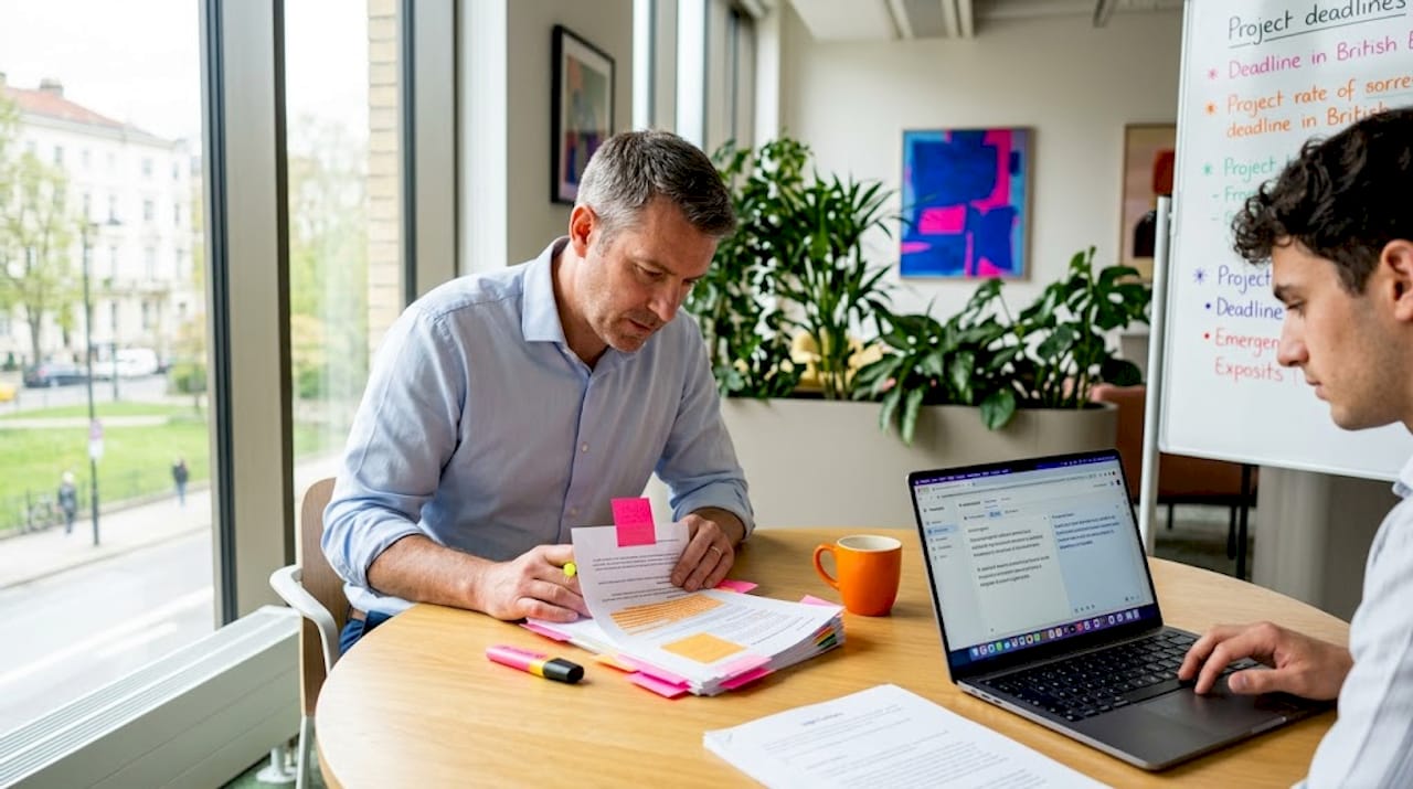 Team reviews AI-translated legal document together