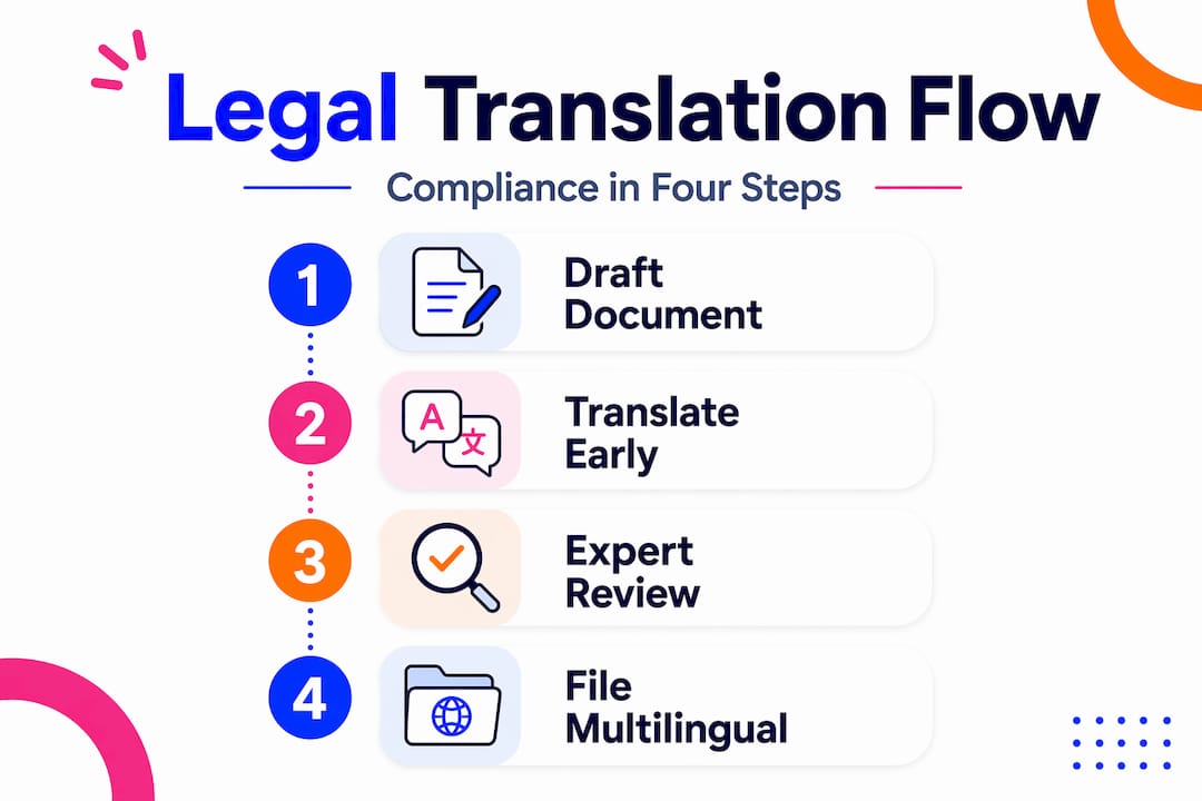Infographic shows four-step legal translation process
