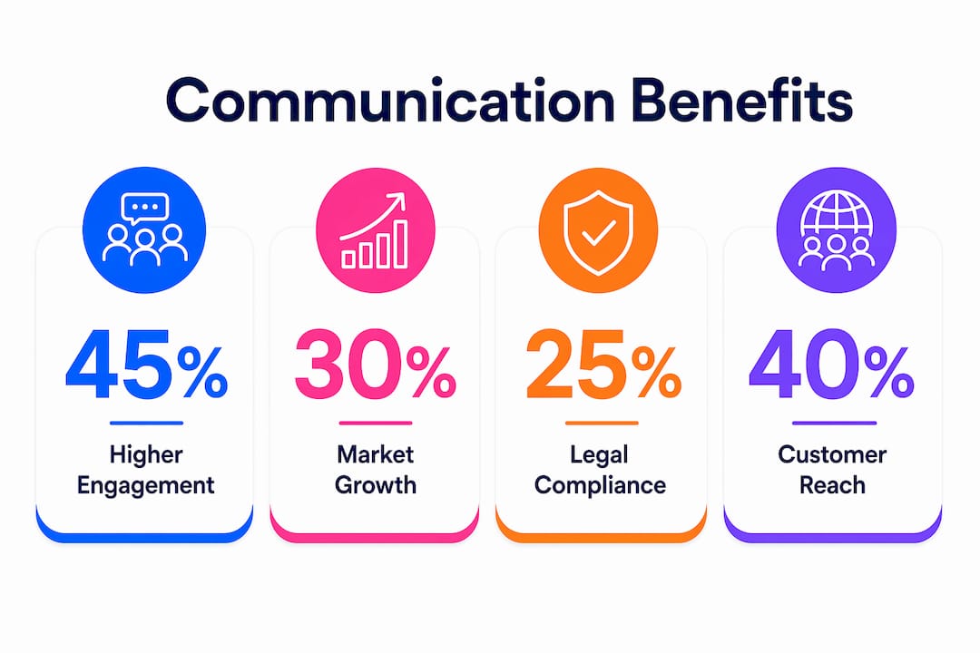 Infographic highlighting key multilingual communication benefits