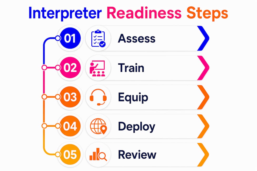 Infographic of interpreter readiness steps