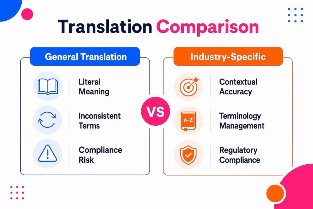Infographic comparing general and industry-specific translation risks