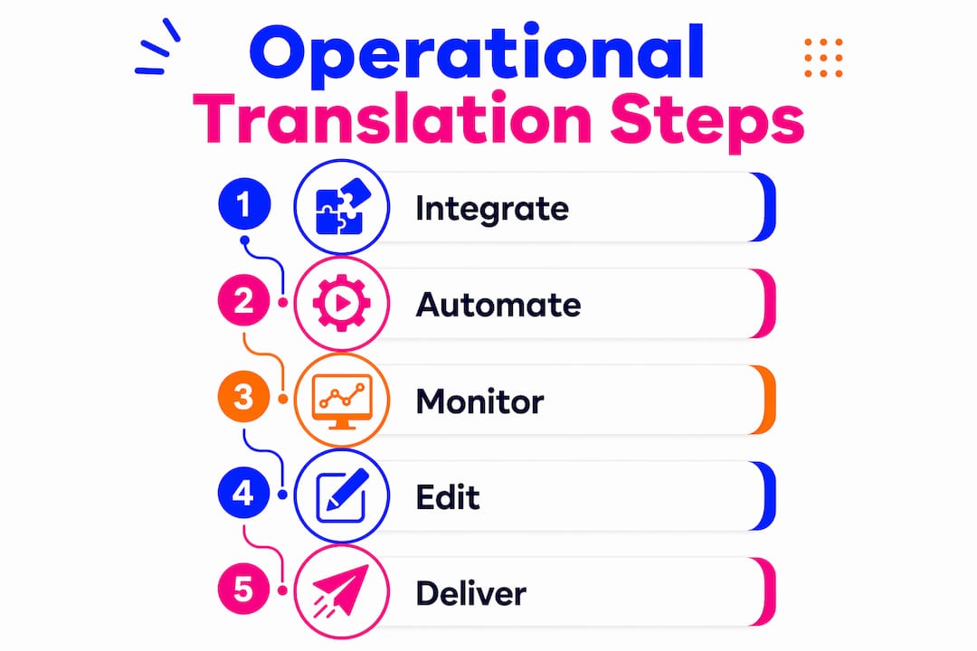 Infographic showing steps of operational translation process