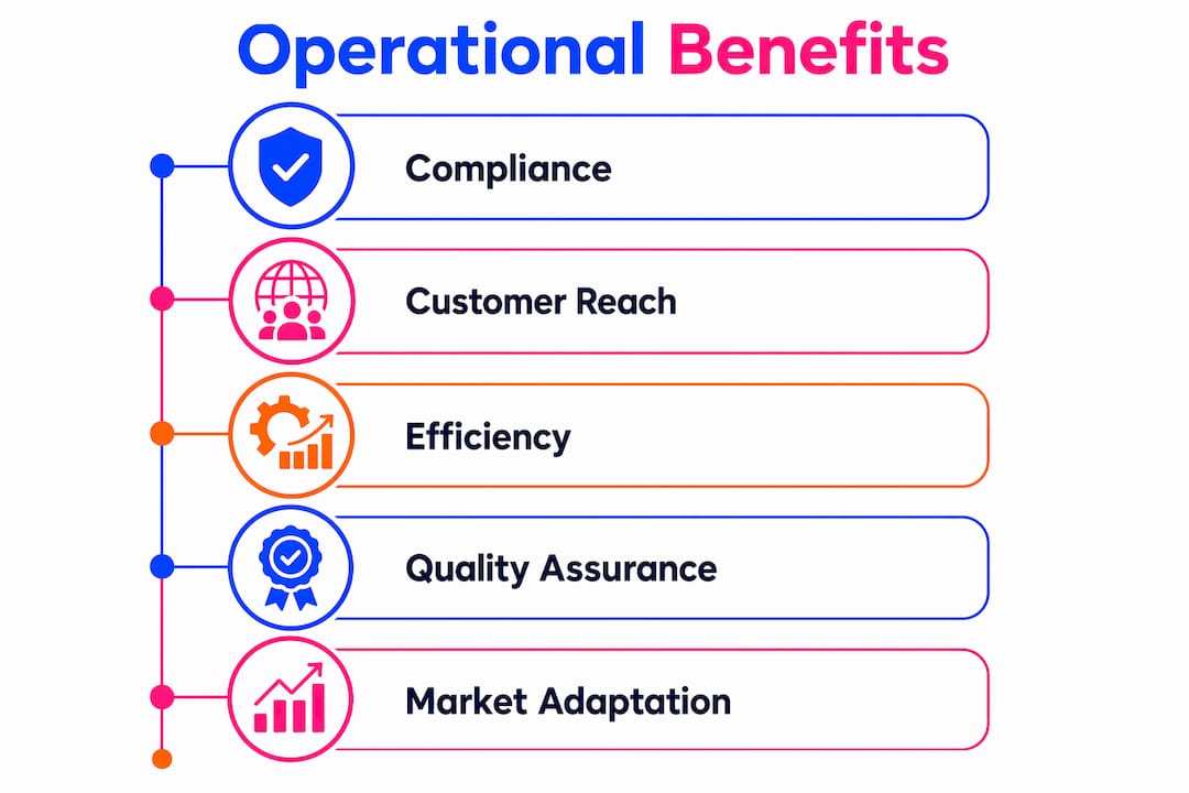 Infographic showing operational benefits of real-time language support