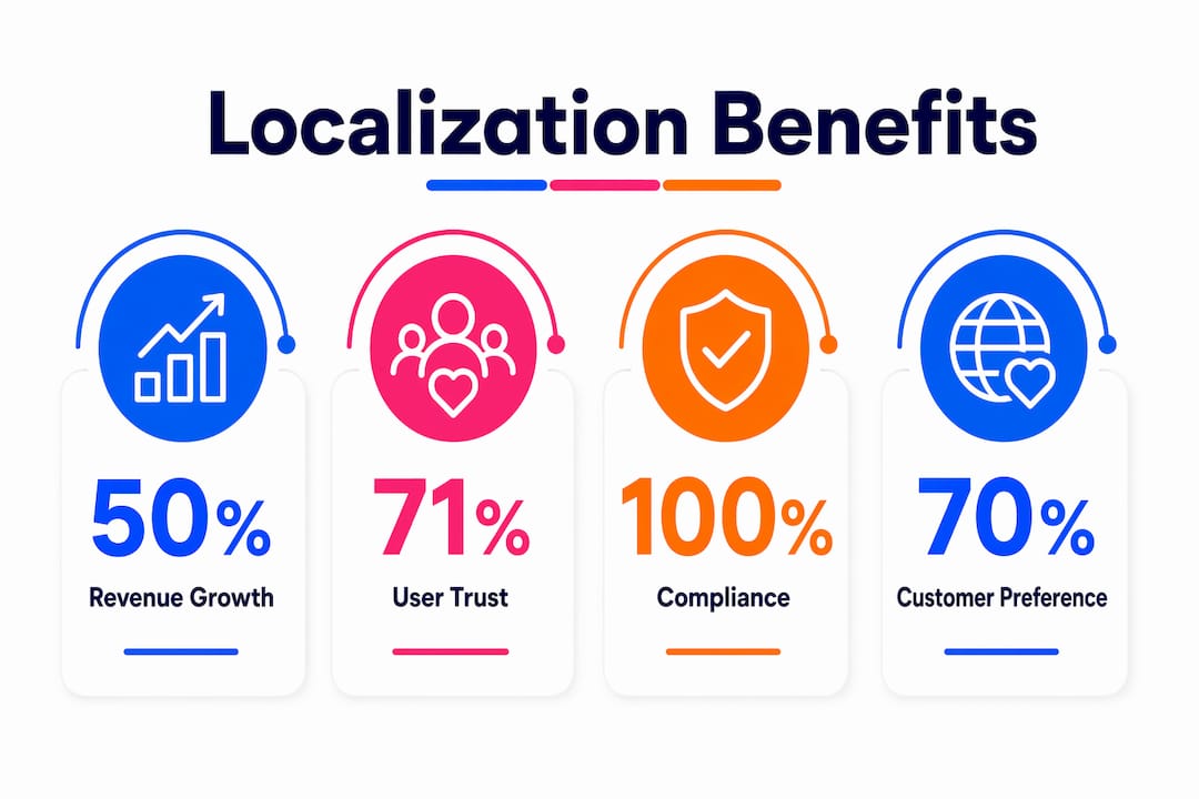 Infographic highlighting key benefits of localization for labelling