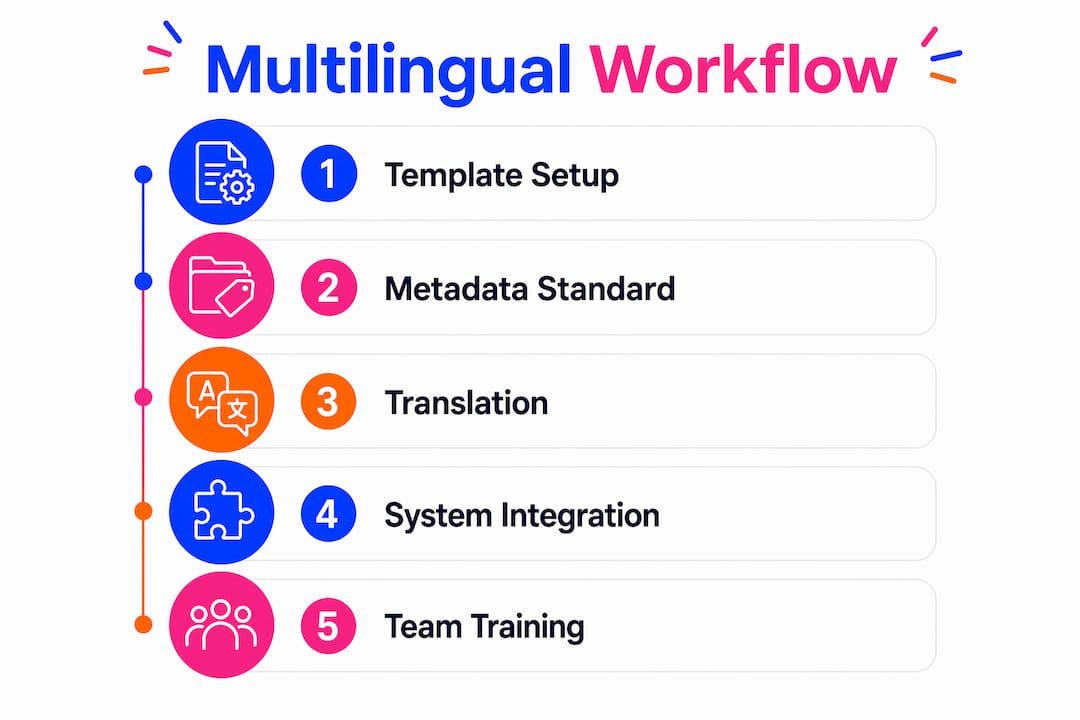 Infographic of multilingual contract workflow steps