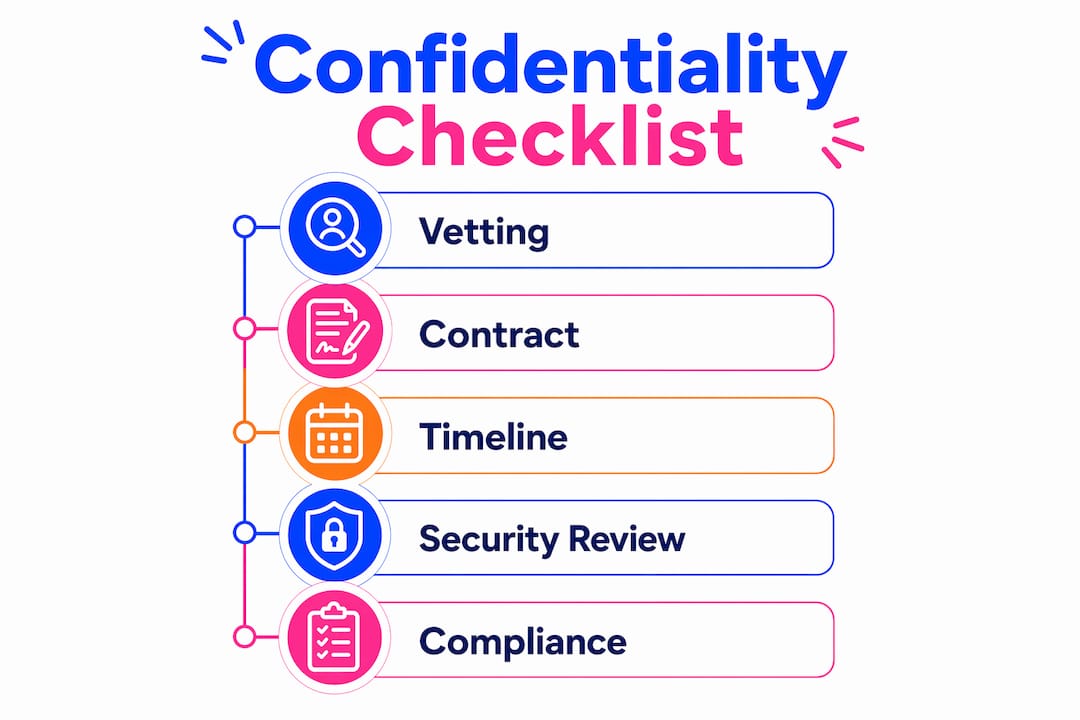 Infographic outlining confidentiality checklist steps