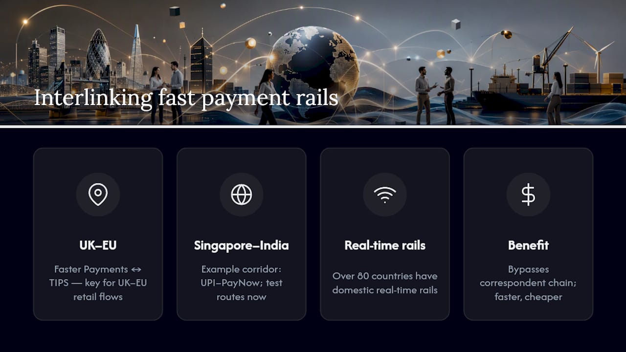Diagram of interlinked global fast payment systems