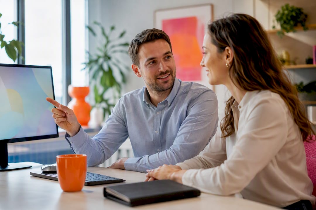 Language reviewers discussing caption nuance