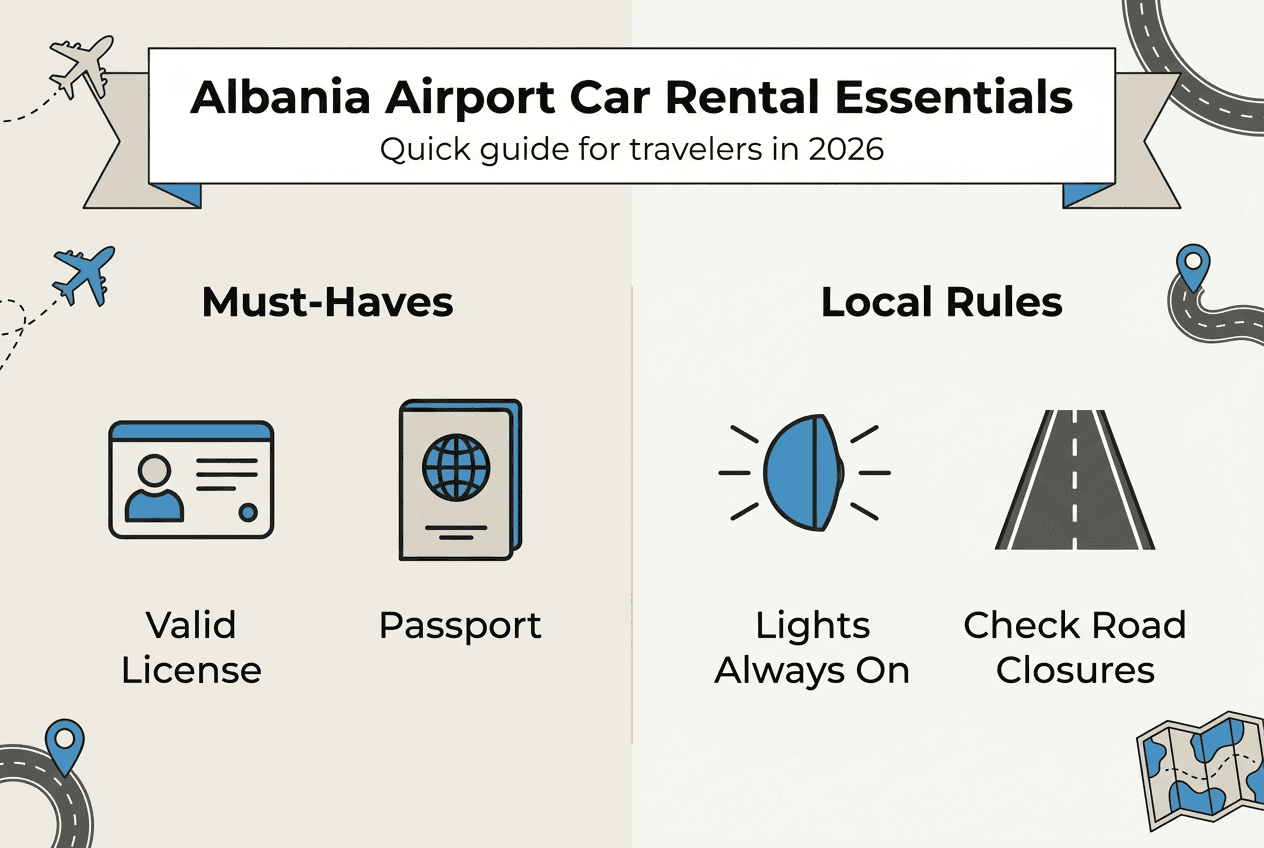 Infographic with rental essentials and driving rules