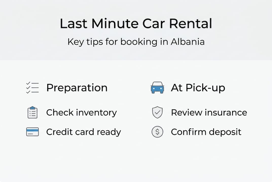 Infographic with Albania car rental booking tips
