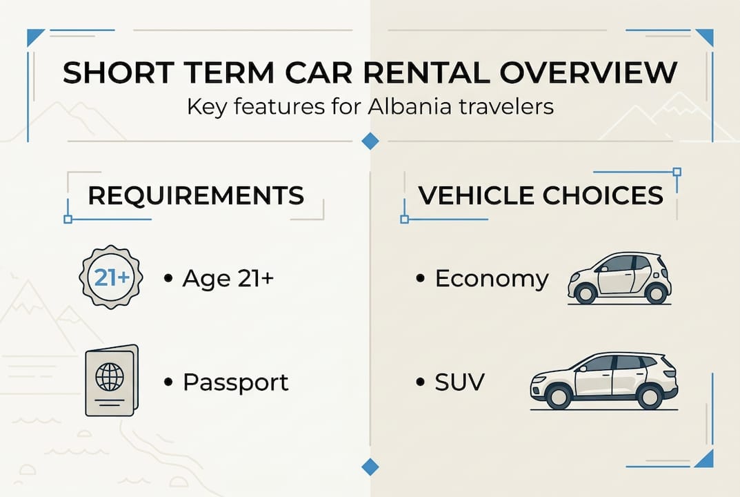 Infographic car rental requirements and vehicle choices