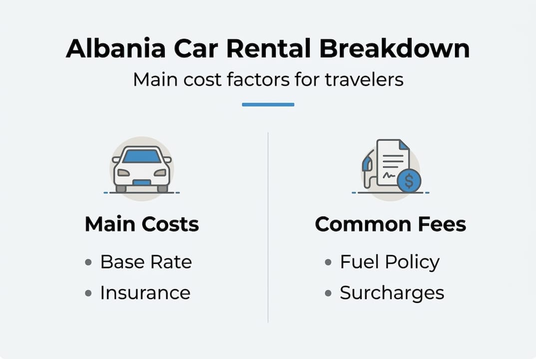 Infographic showing Albanian rental car cost breakdown