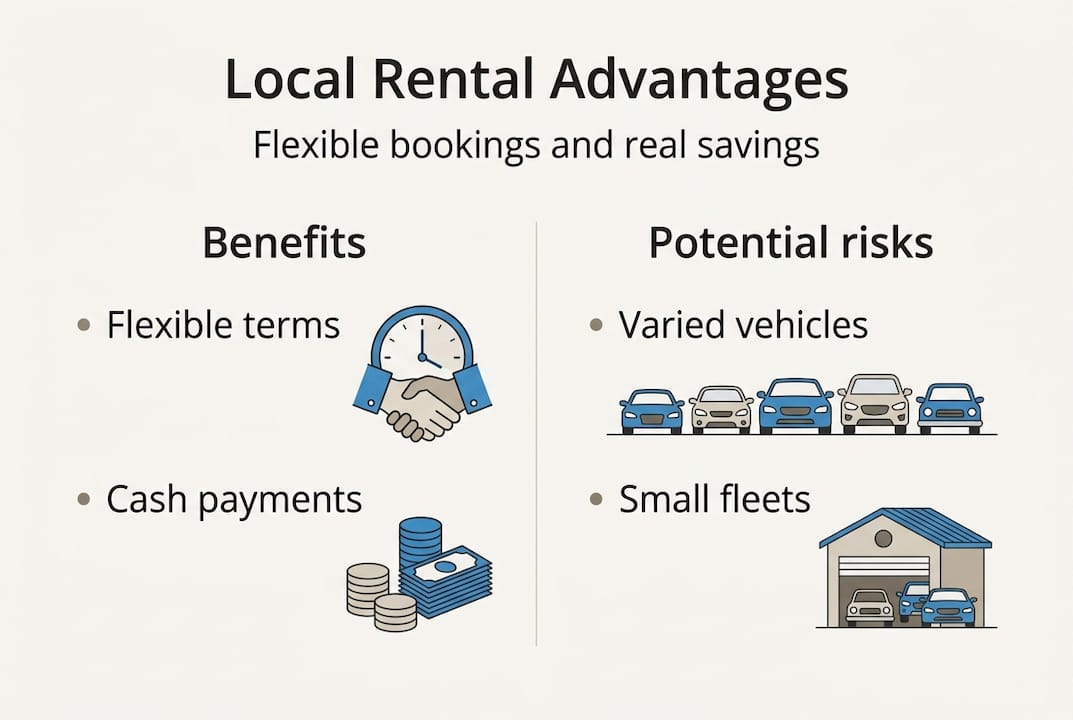 Infographic of car rental benefits and risks