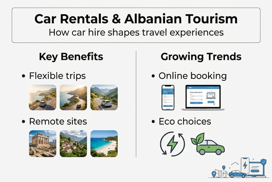 Infographic showing car rental impact on Albanian tourism