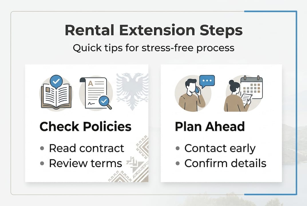 Infographic on Albania rental extension steps