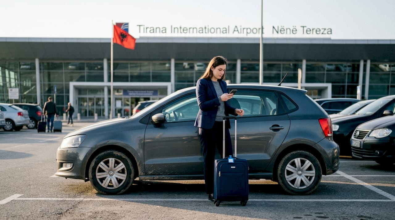 Rental car pickup at Tirana airport