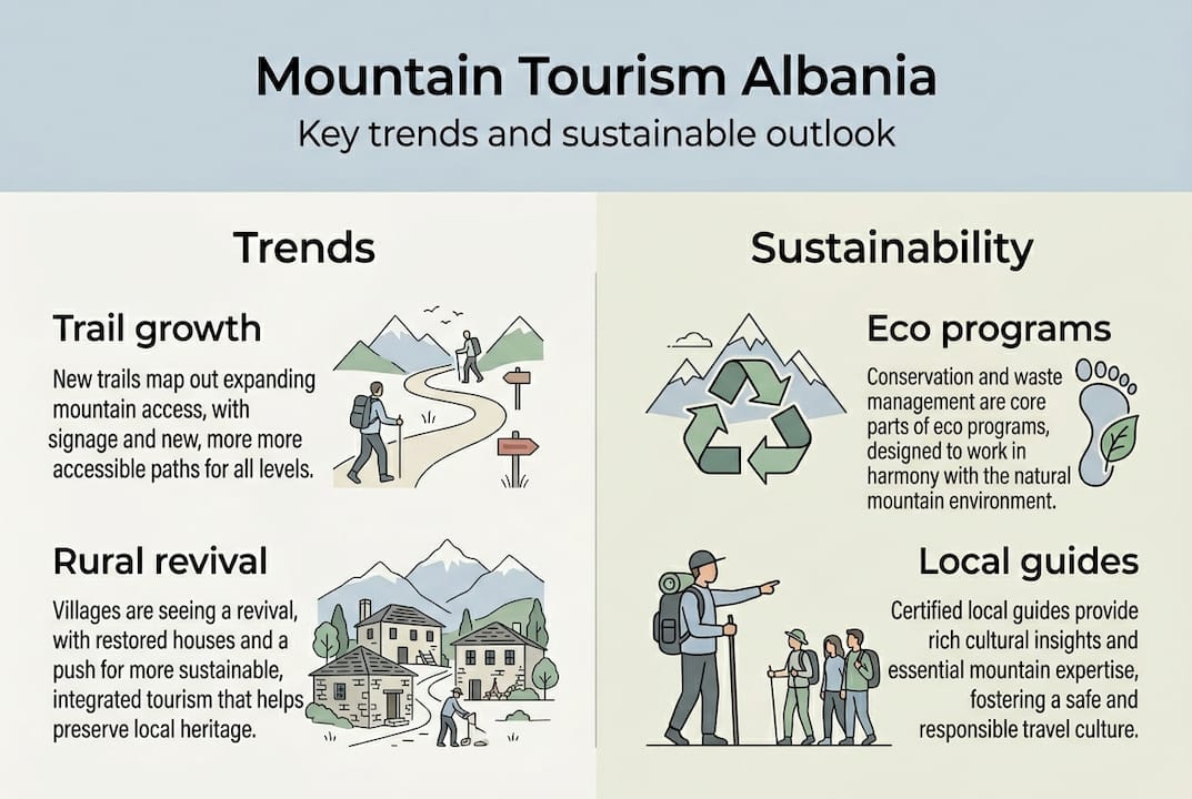 Infographic showing Albania mountain tourism trends