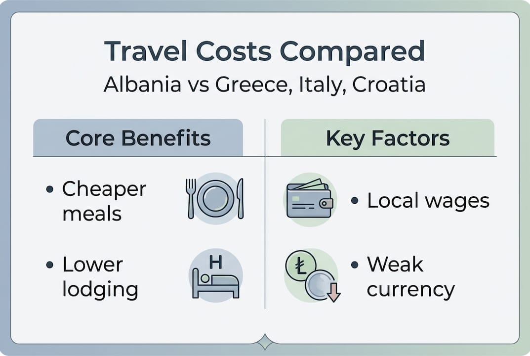 Infographic comparing Albania and neighbor country costs