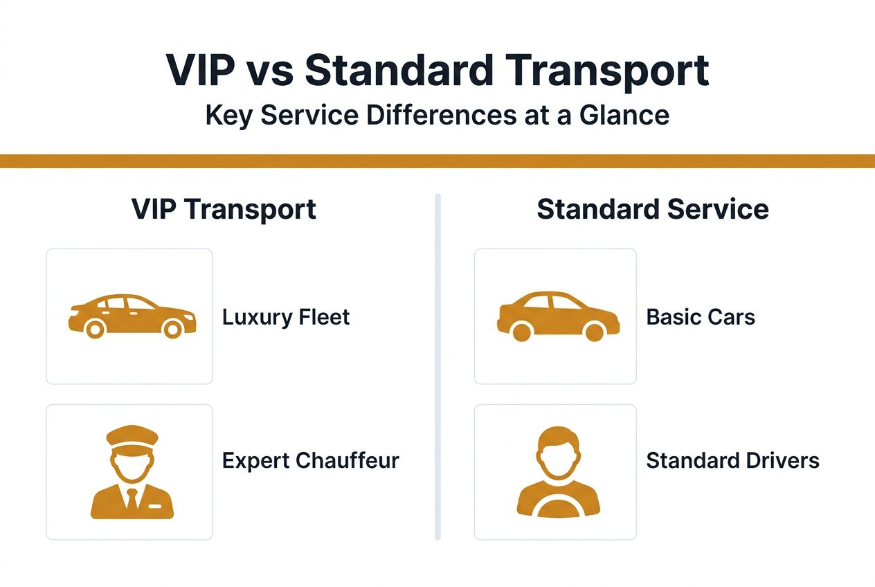 Infographic visualizing VIP vs standard transport features