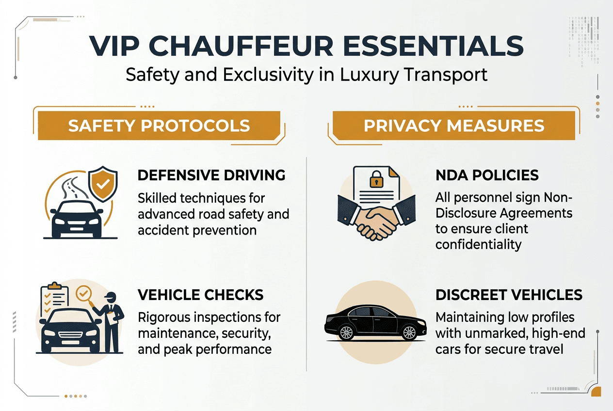 Infographic of chauffeur safety and exclusivity features