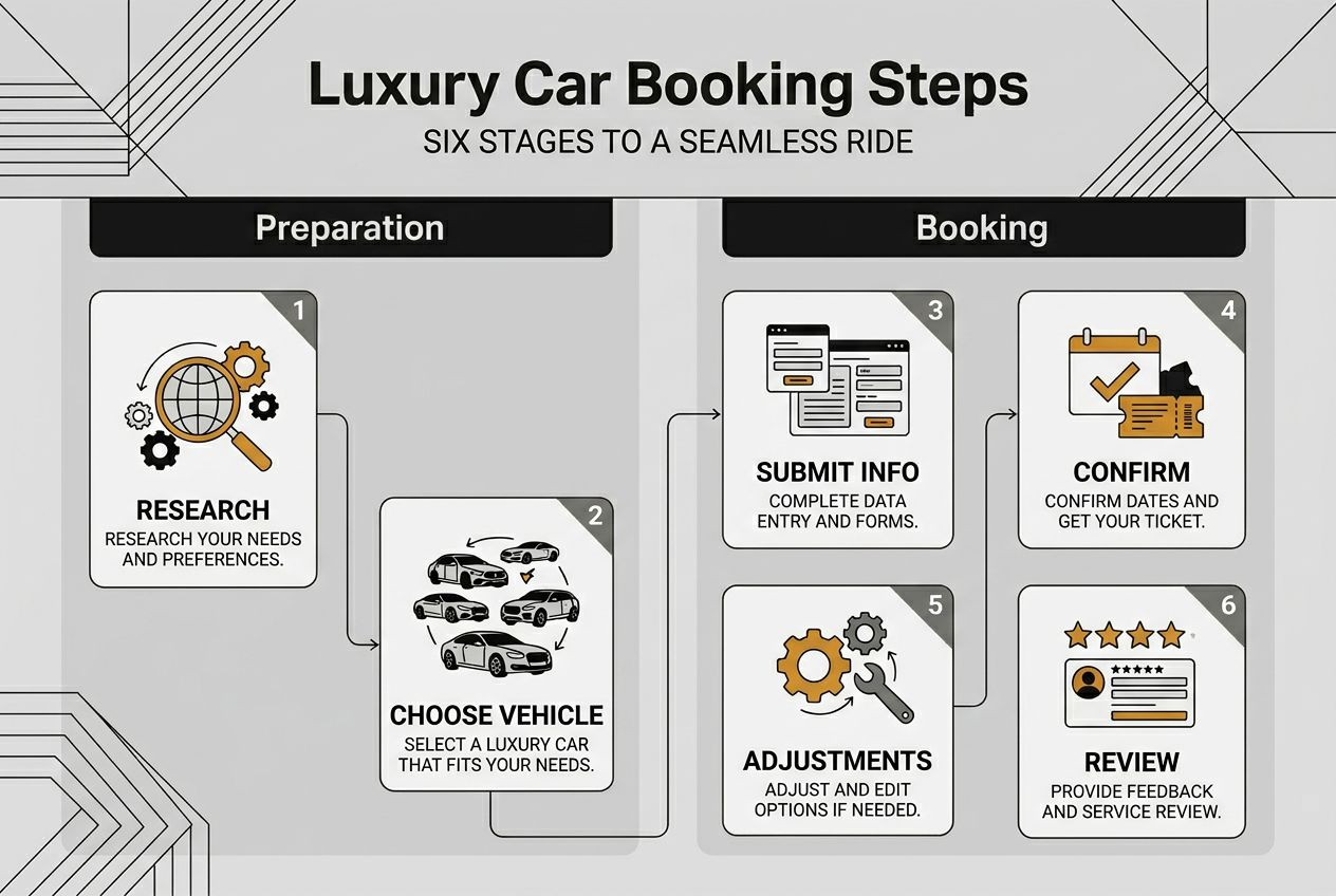 Infographic showing steps in booking luxury car service