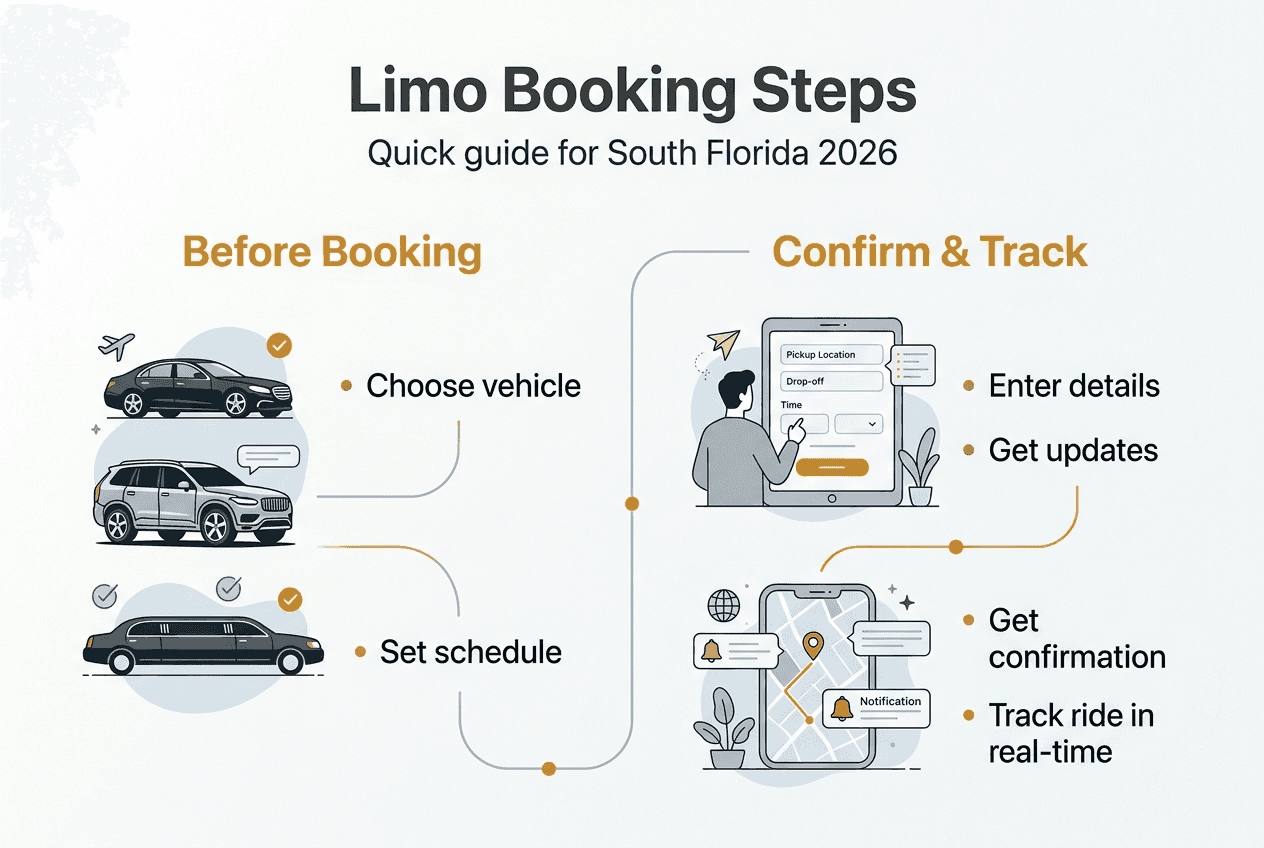 Infographic outlining limo booking process stages