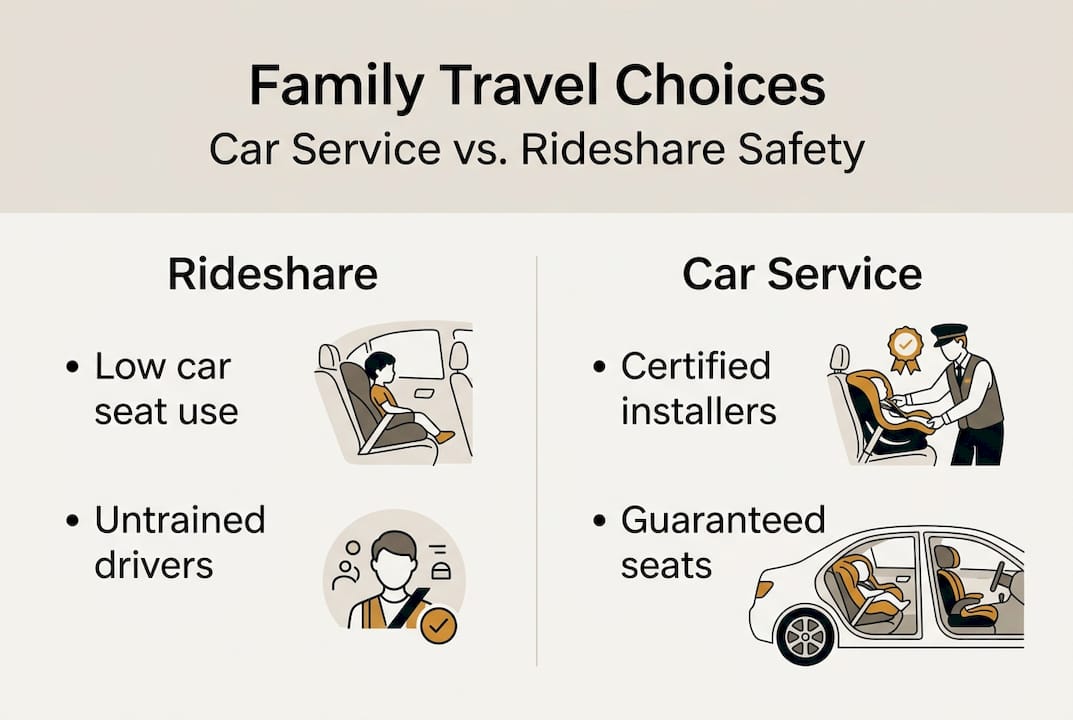 Infographic comparing car service with rideshare safety
