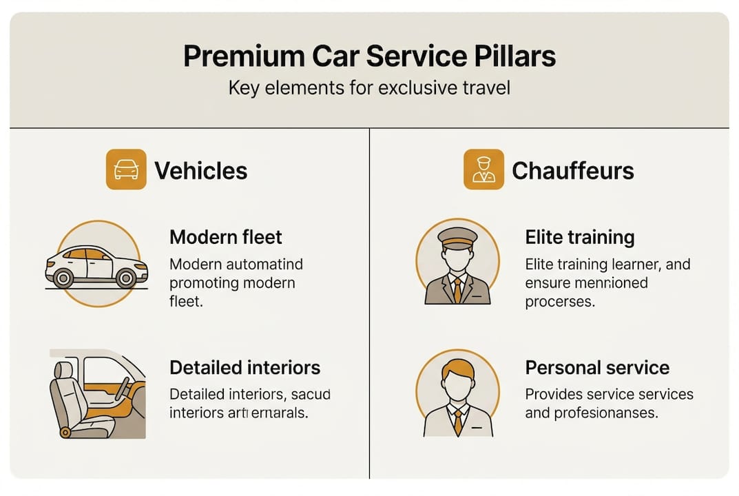 Infographic outlining pillars of premium car service