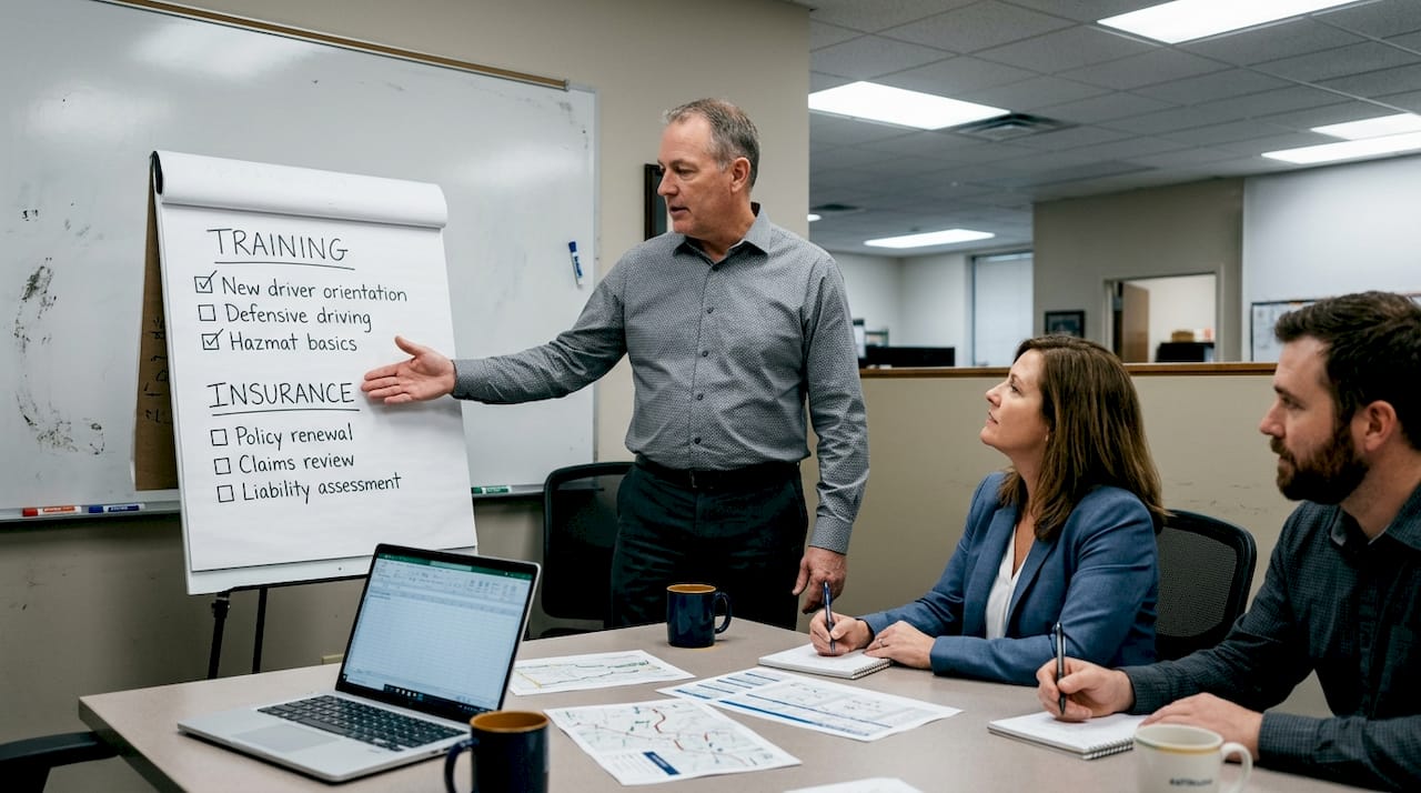 Manager presenting car service safety protocols