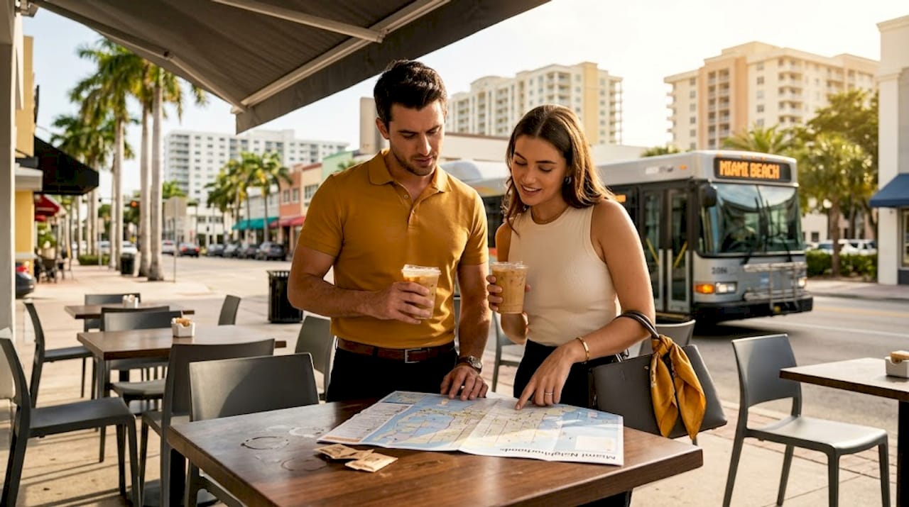 Couple comparing Miami and Miami Beach