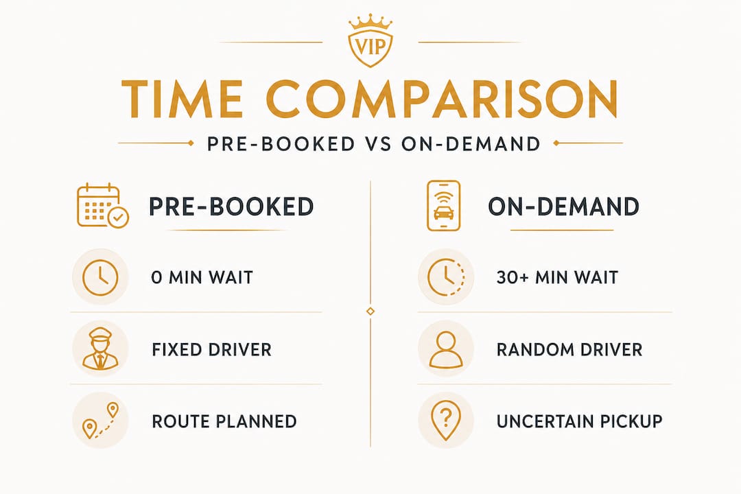 Infographic contrasting pre-booked and on-demand transport