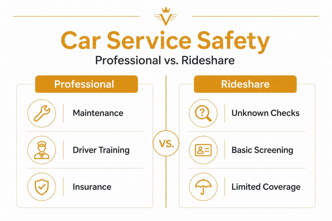 Infographic comparing professional and rideshare safety