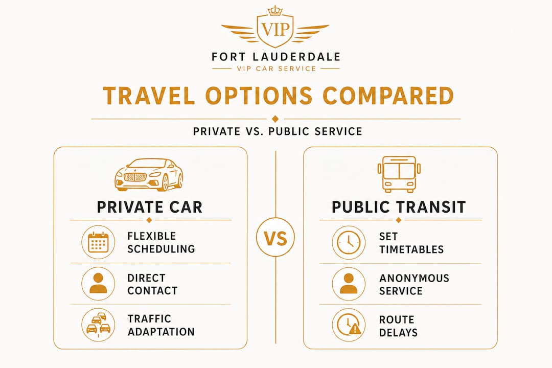 Infographic comparing private car and public transit