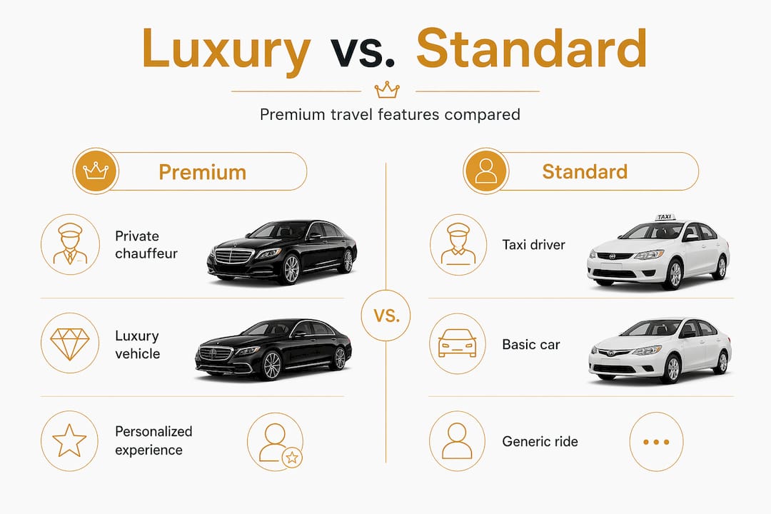 Infographic comparing luxury and standard transport