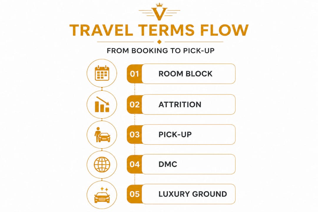 Infographic of key travel terms in sequence