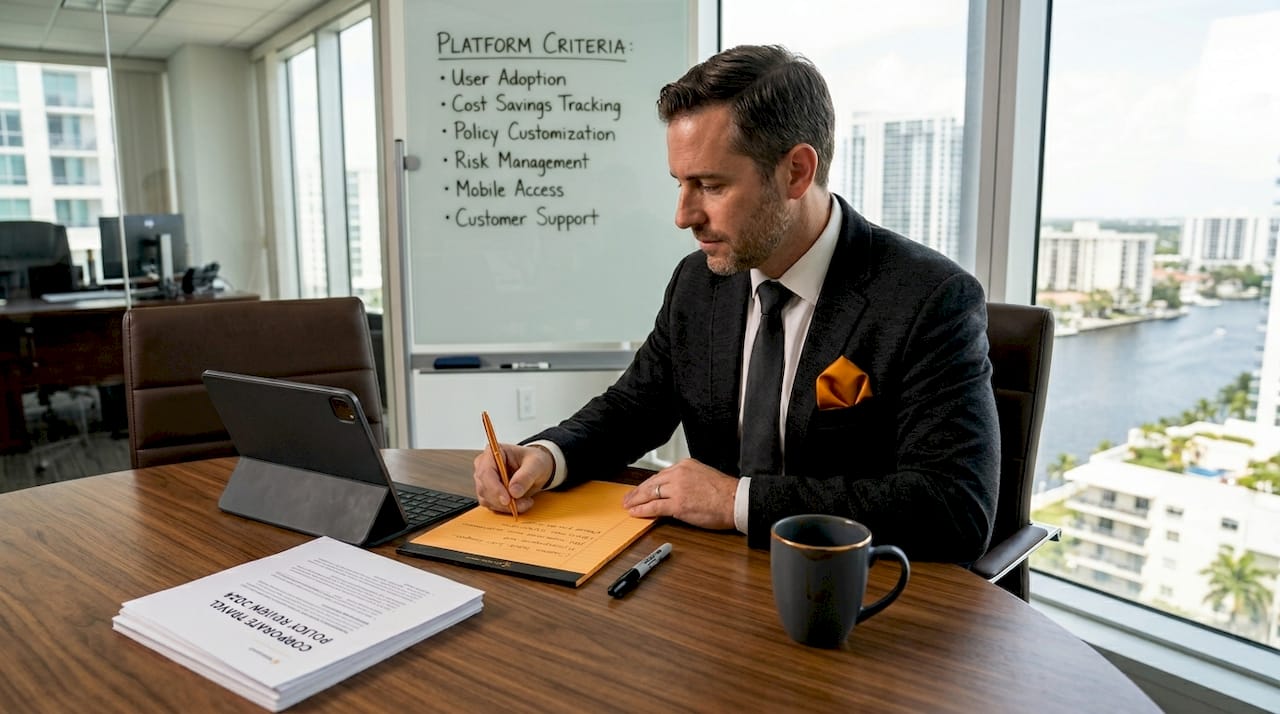 Travel manager comparing technology platform features