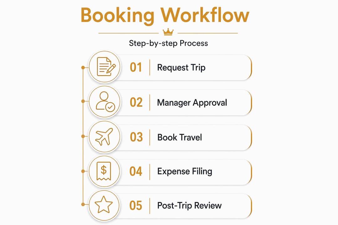 Infographic showing corporate travel booking steps