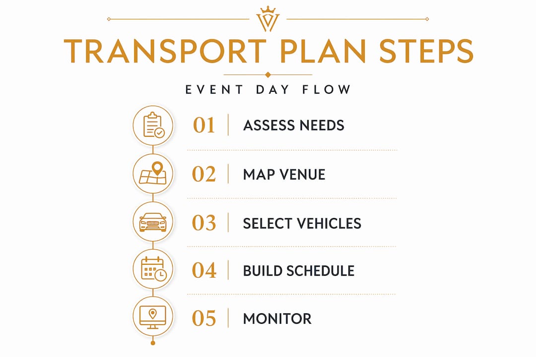 Vertical infographic showing transport plan steps