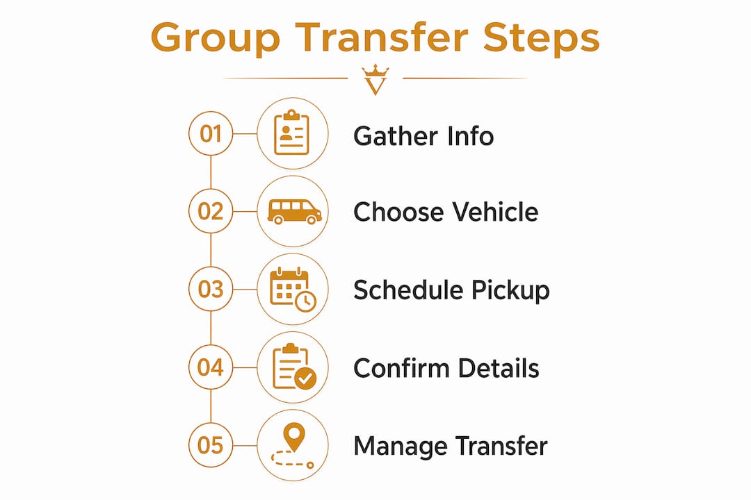 Infographic outlining group transfer coordination steps