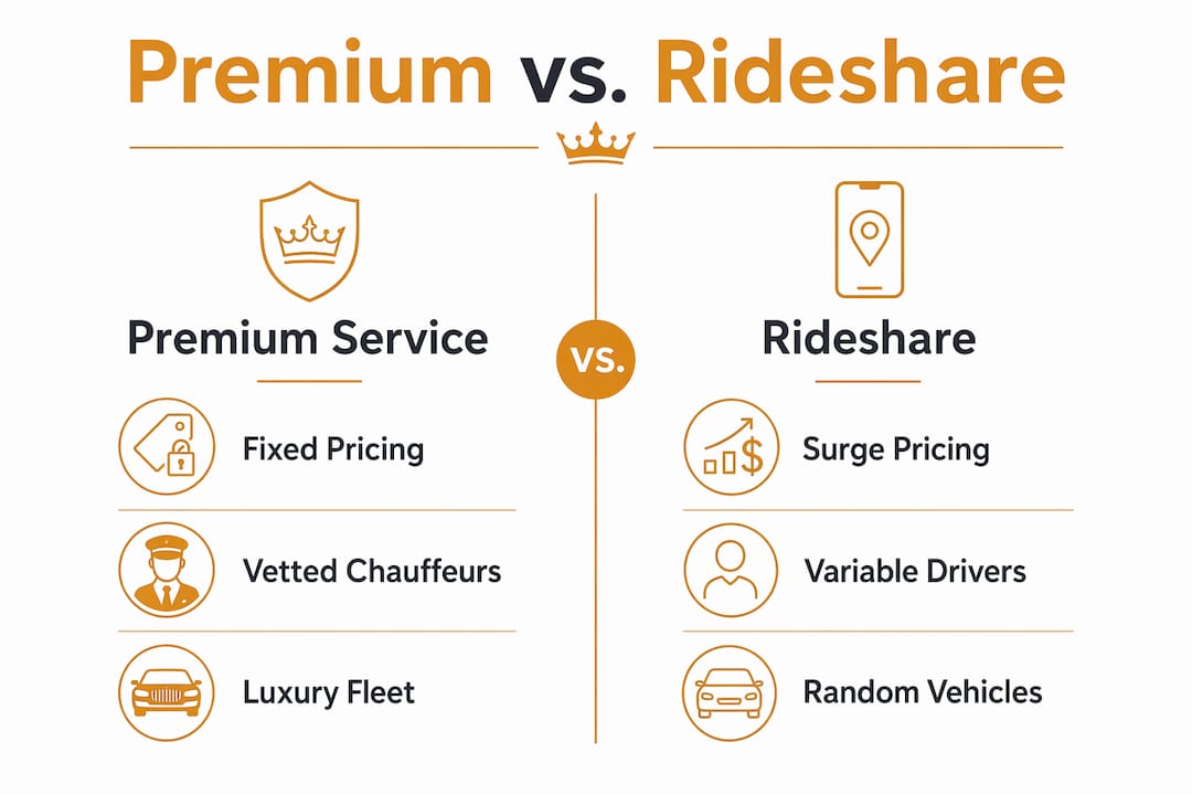 Infographic comparing premium car service to rideshare
