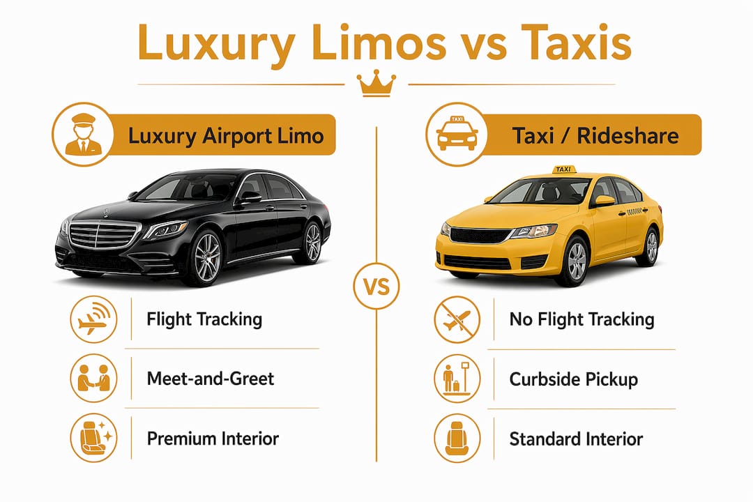Infographic comparing luxury limos and taxis