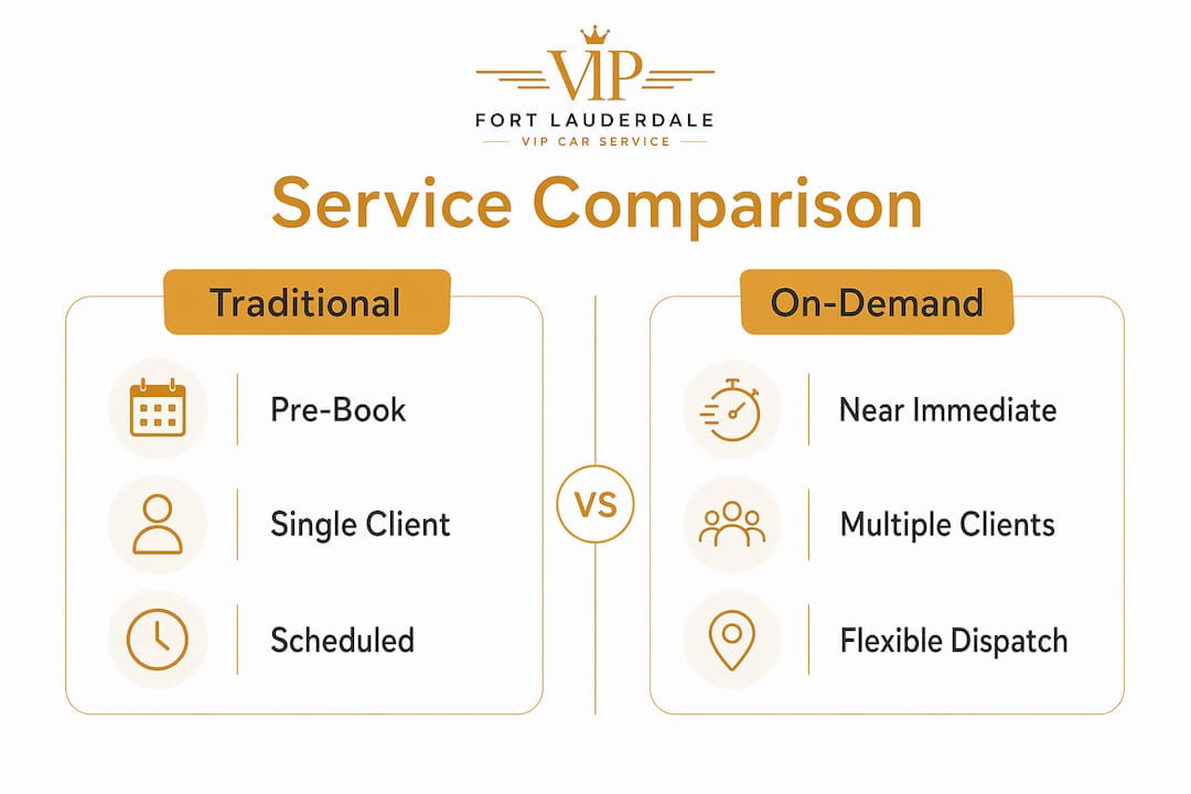Infographic comparing traditional and on-demand chauffeur services