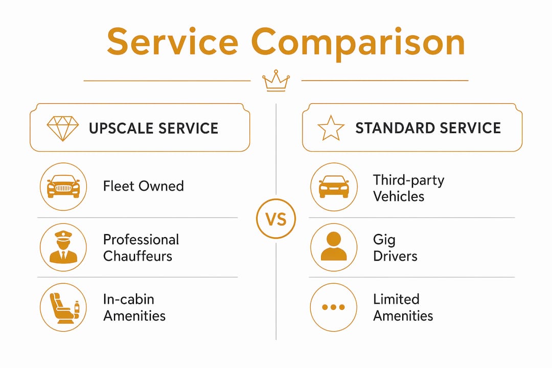 Infographic comparing upscale and standard car services