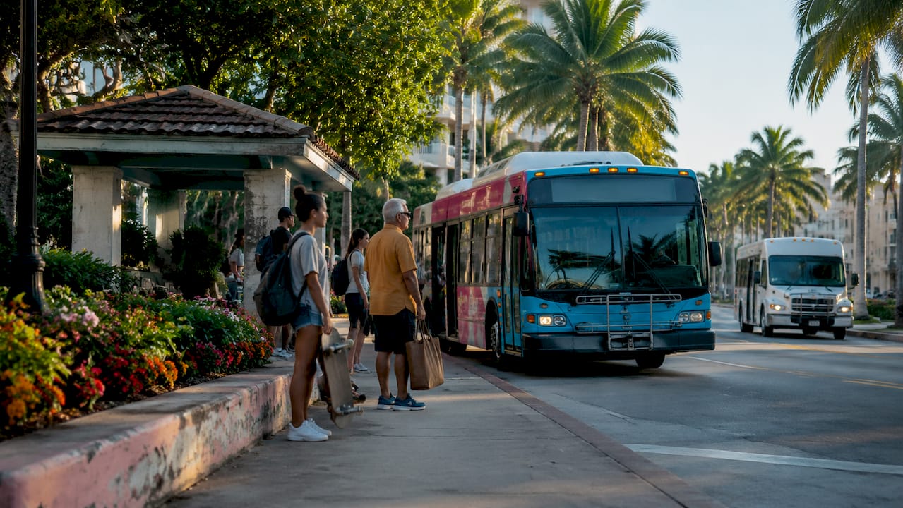 Local Palm Beach public transit bus and shuttle stop
