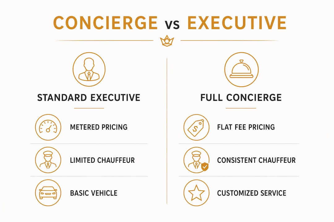 Infographic comparing concierge and executive car services