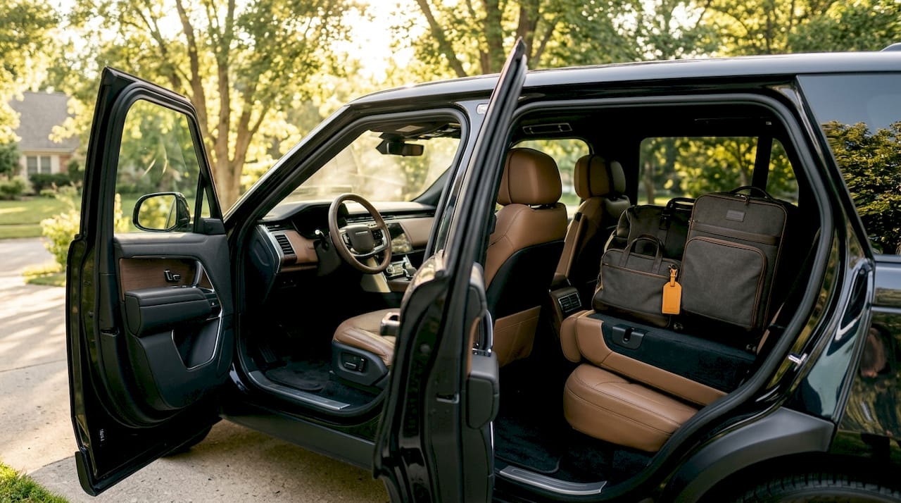 Interior view of luxury SUV with luggage space